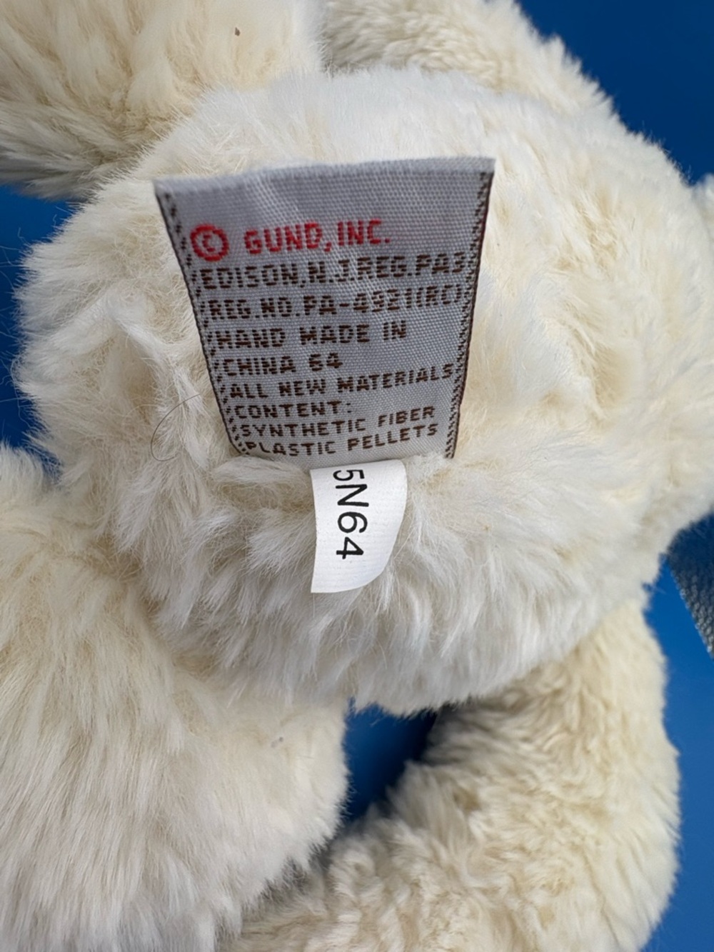 GUND vintage Cream Teddy Bear Plush Textured Shaggy Fur - Picture 8 of 9